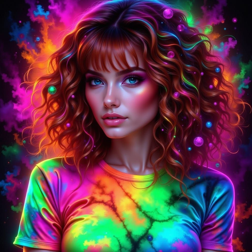 Neon Grunge Portrait of Irish Woman