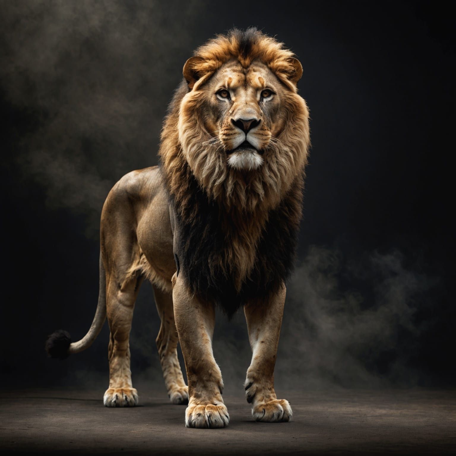 Majestic Lion Standing Tall: Photorealistic Digital Art