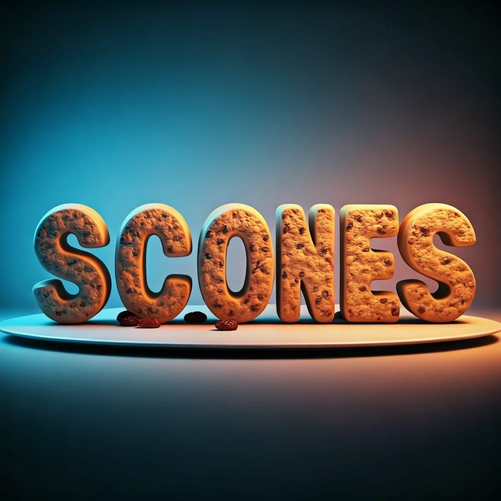 A plate of sultana scones in the shape of letters spelling o...