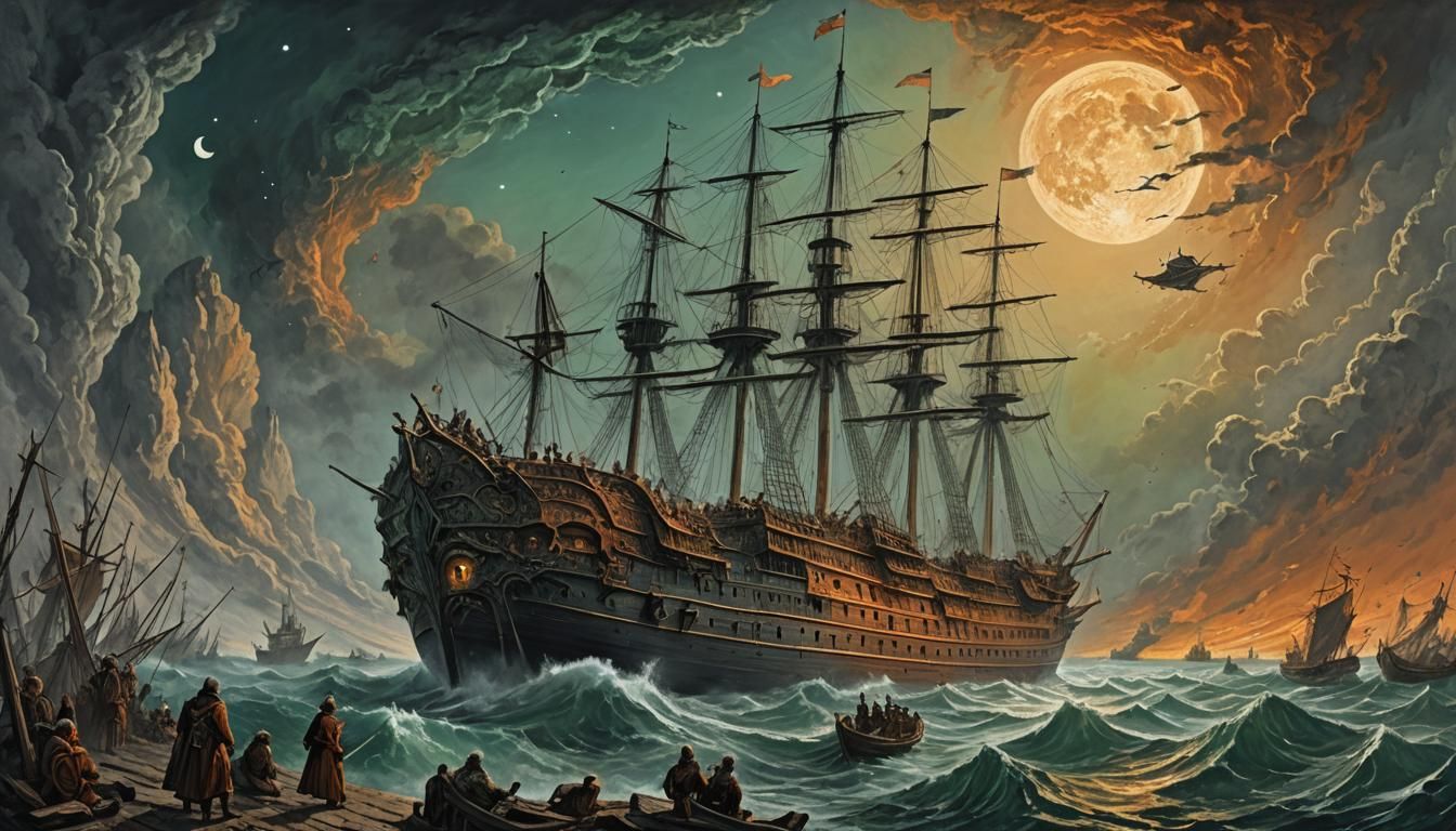 Burning Settler Ships at Orion: Doré-Rutkowski Style