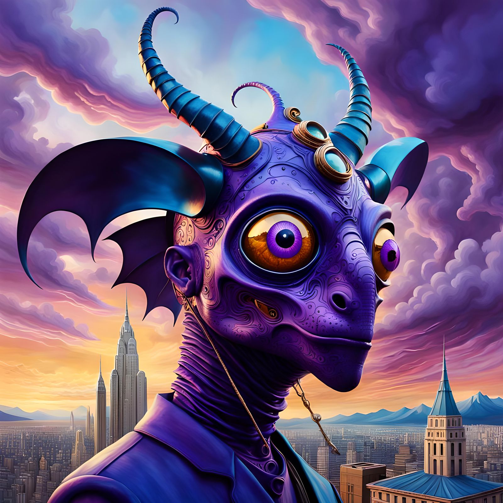 Friendly Purple People Eater Cartoon Illustration