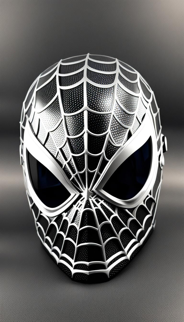3D custom designed Black and silver Spiderman helmet