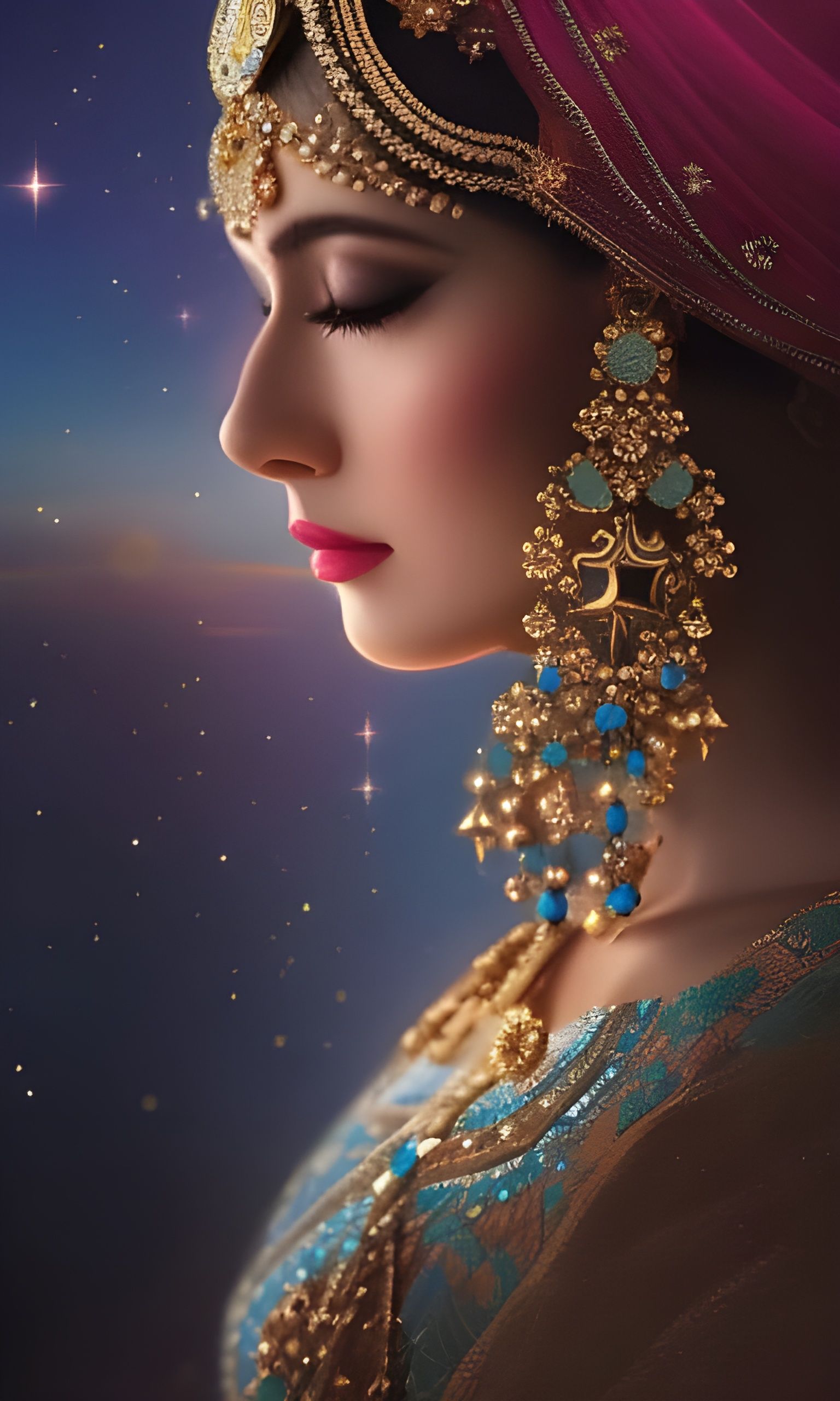 Scheherazade in Arabian Dreamscape, Digital Art