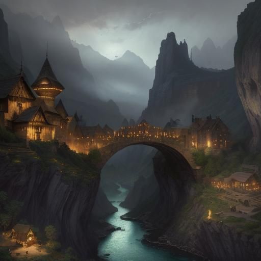 medieval wooden village .