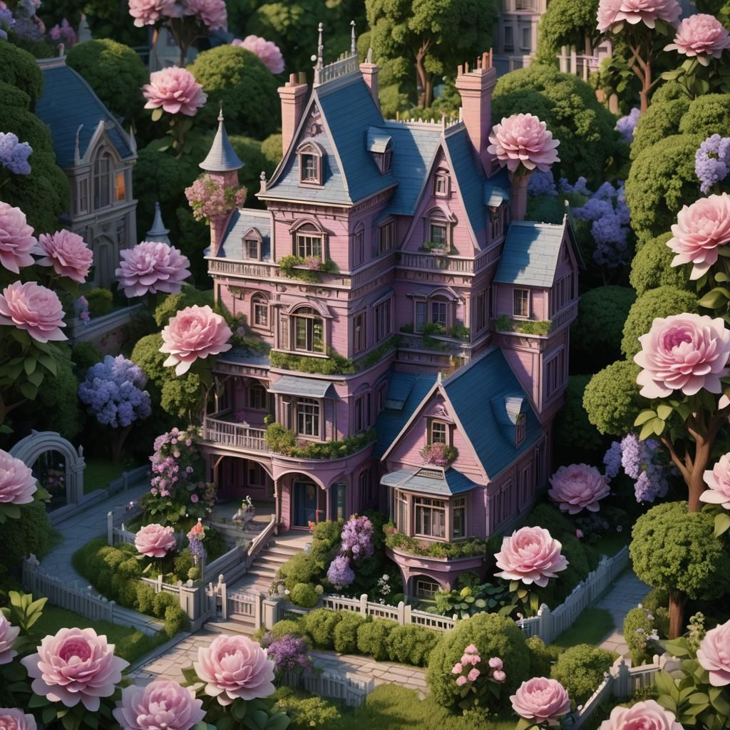 Victorian Kirigami Dollhouse with English Garden