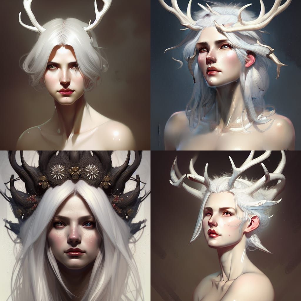 Cervitaur Woman Portrait in Hyperdetailed Splash Art Style