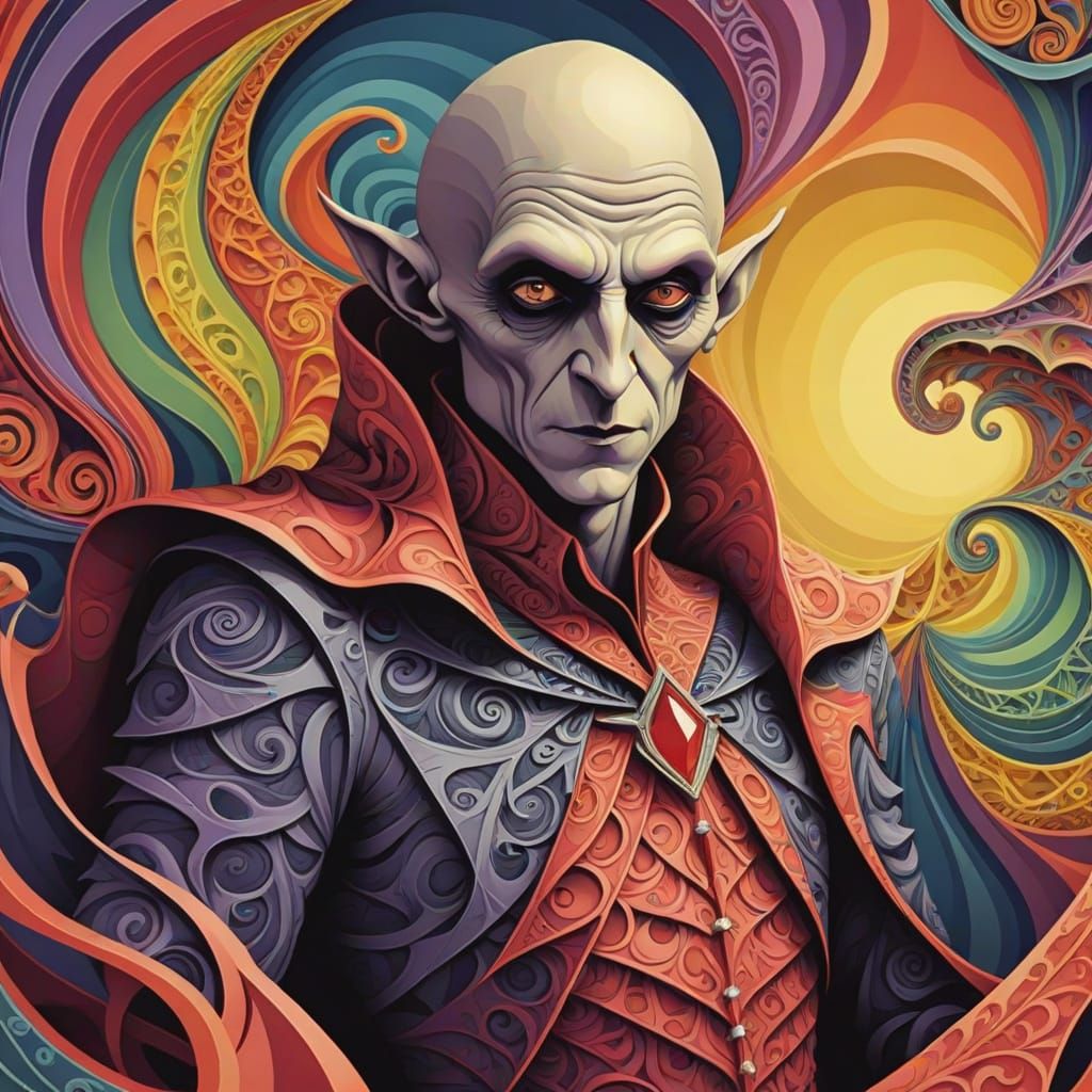 Nosferatu Abstract Vector Fractal Gouache Painting