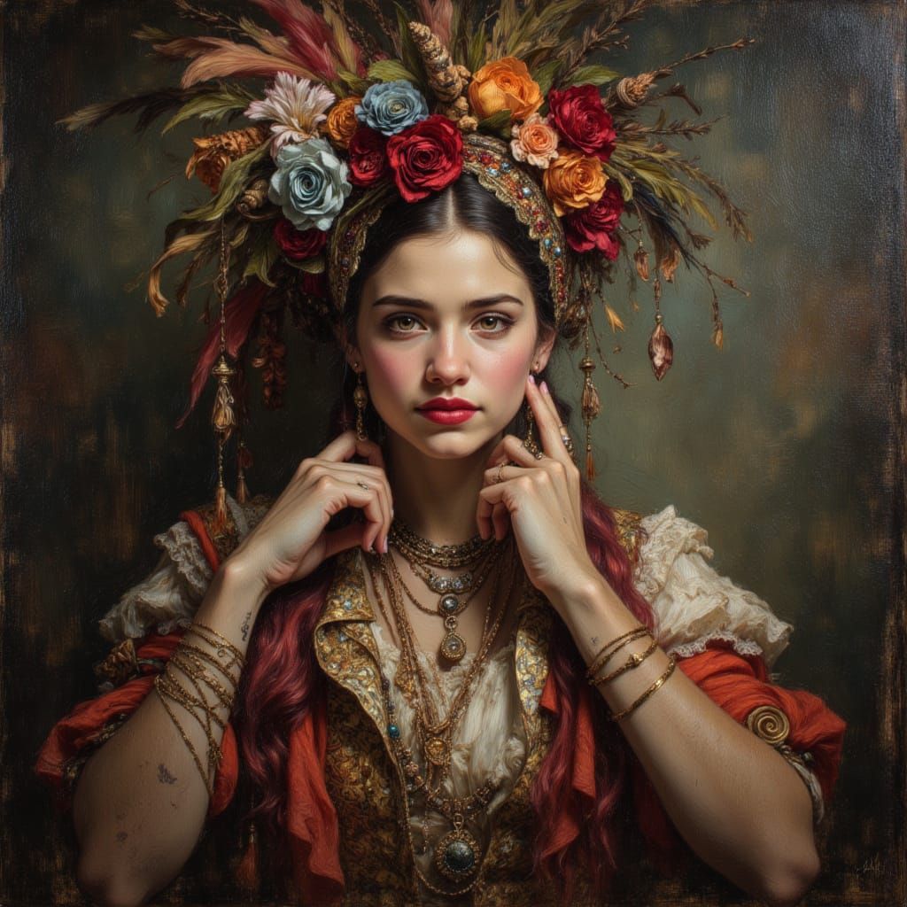 Exotic Gypsy Punk Queen in Vermeer Style