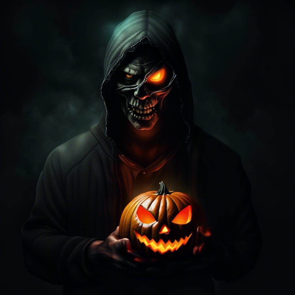 Scary Jack O'Lantern Head in Realistic Fantasy Horror
