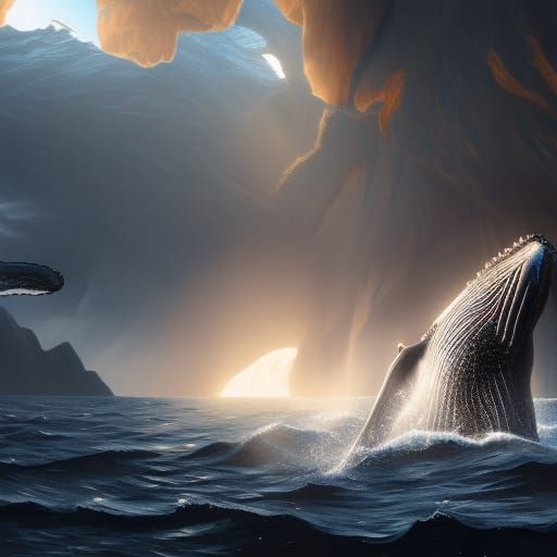 Detailed Matte Painting of a Humpback Whale