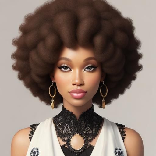 Adorable Girl with Afro Hairstyle