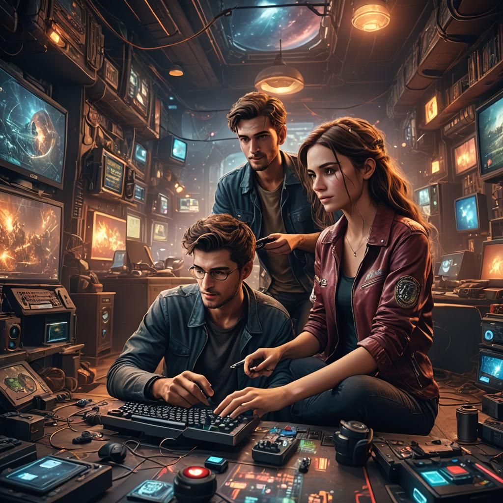 Young Couple Gaming: Cinematic Digital Matte Painting