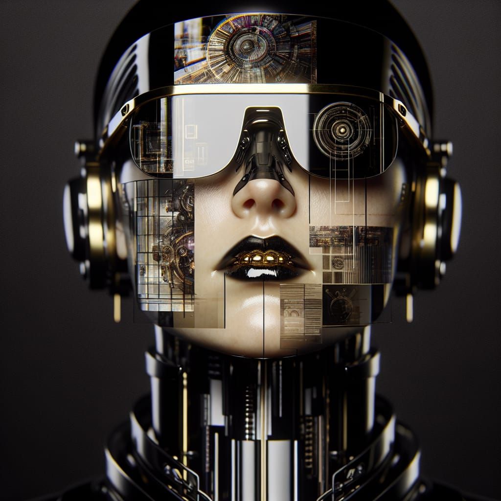 Futuristic Minimalist Woman with Gold Teeth