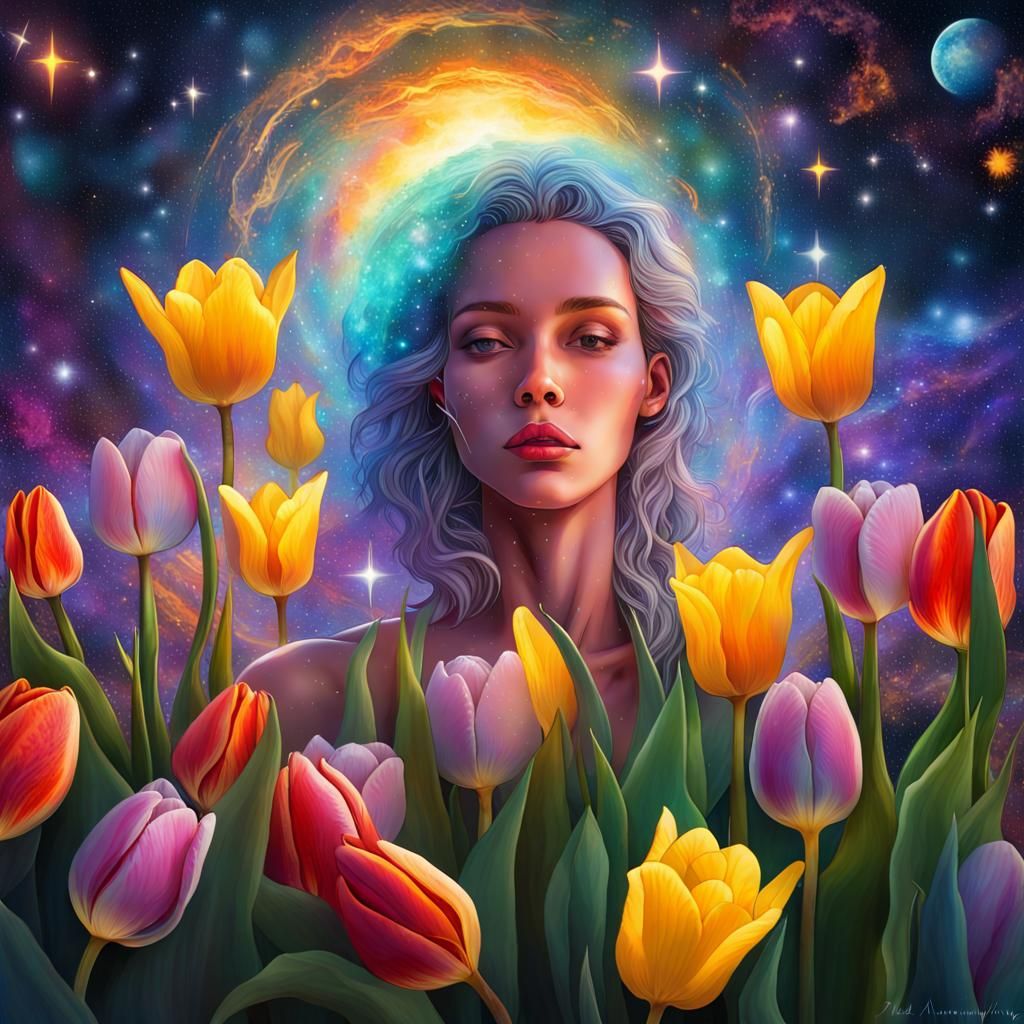 Cosmic Spring Day: A Holographic Astral Illustration