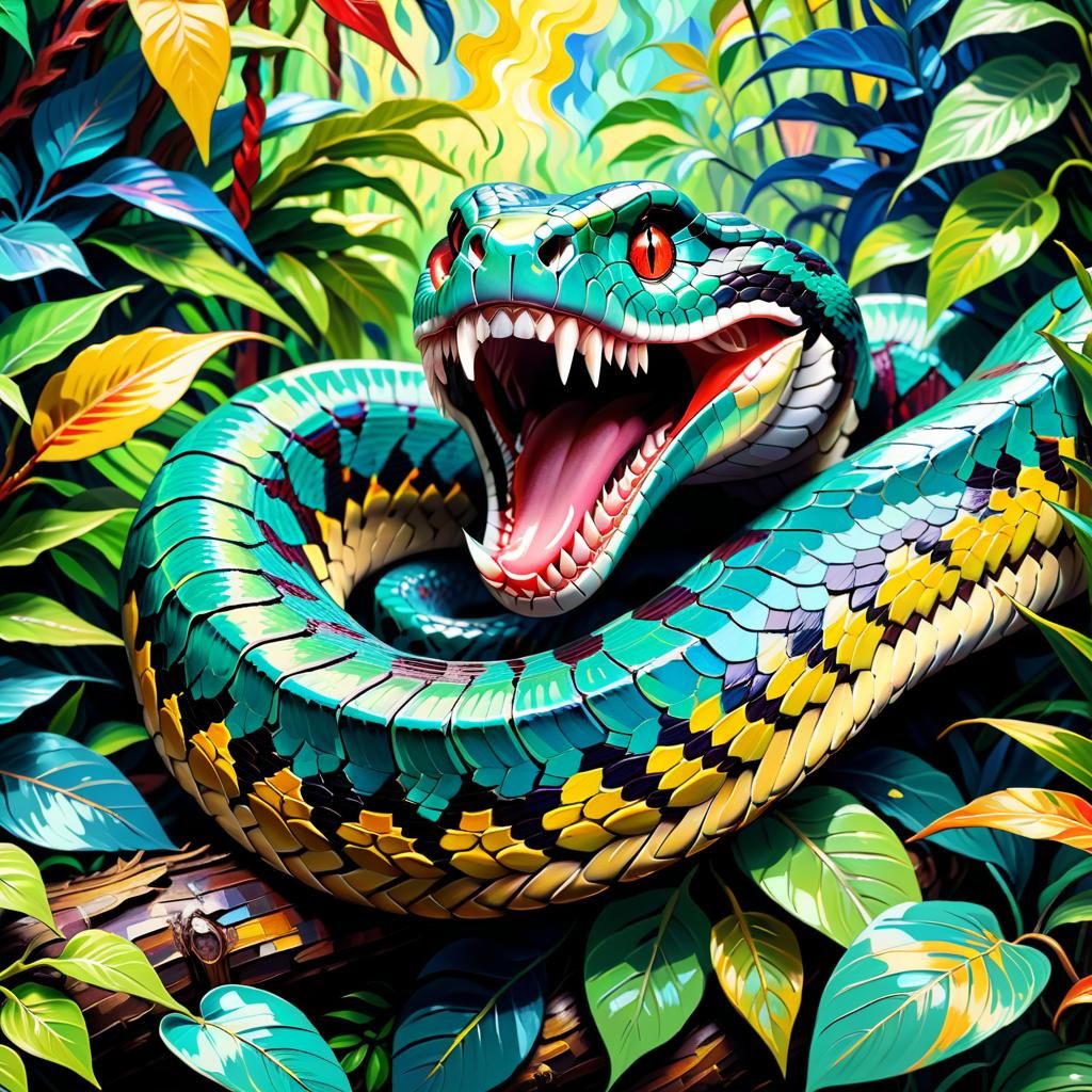 Amazon Boa Snake in Van Gogh Style