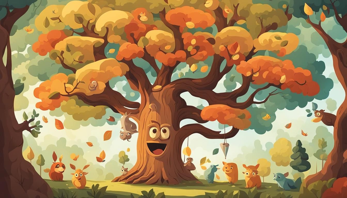 Wise Tree Speaks to Forest Animals