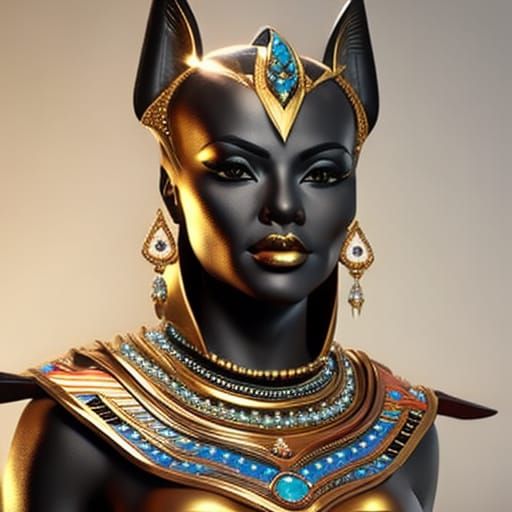 Egyptian Goddess Bastet in Hyperrealistic Style