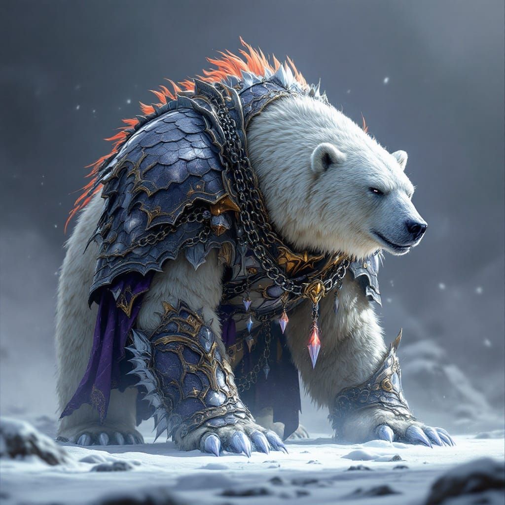 Majestic Polar Bear in Dragon Scale Armor