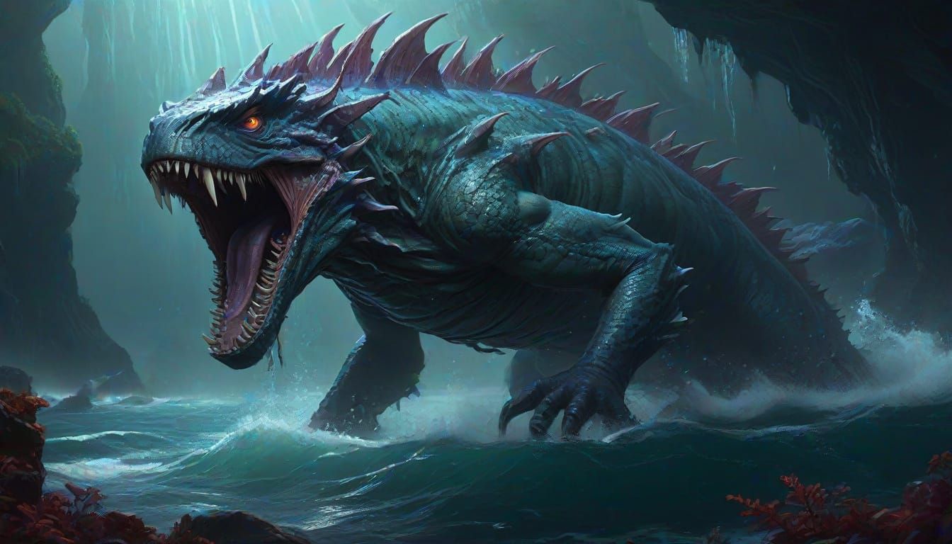 Majestic Sea Monster Emerges from Ocean Depths