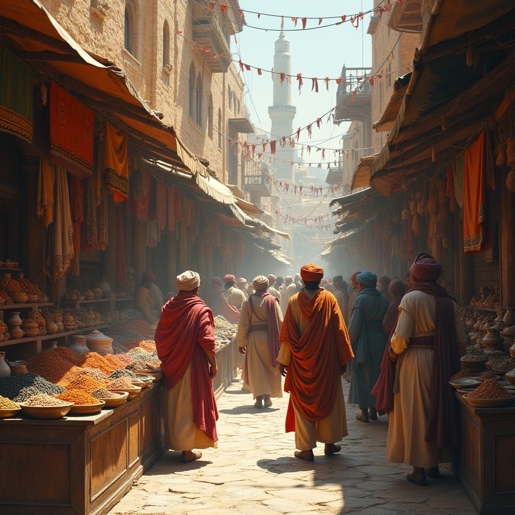 Ancient Jerusalem Marketplace in Vibrant Colors