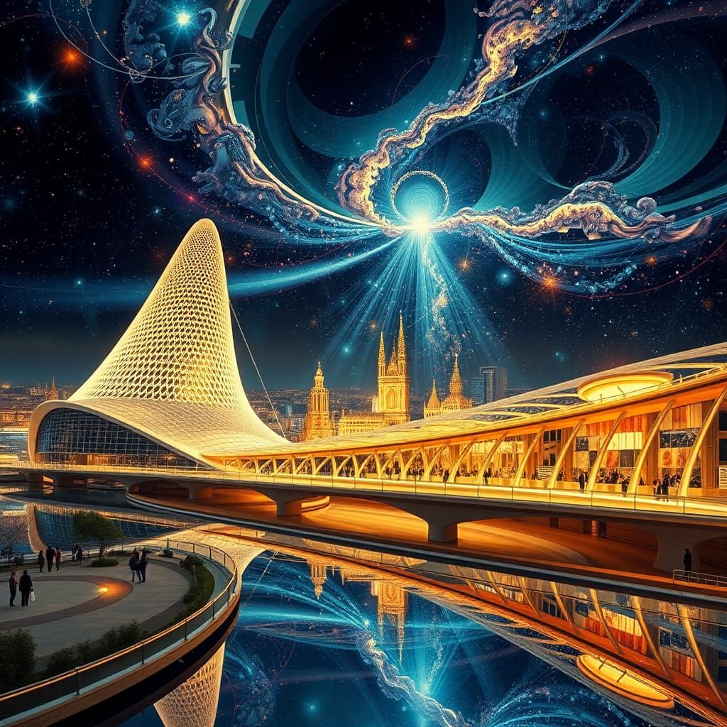 Surreal City of Arts and Sciences in Holographic Style