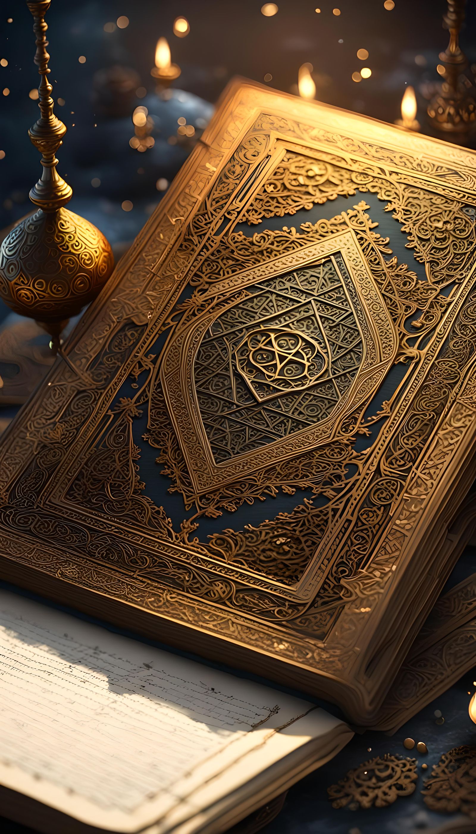Quran Open in Paradise: Fantasy Art
