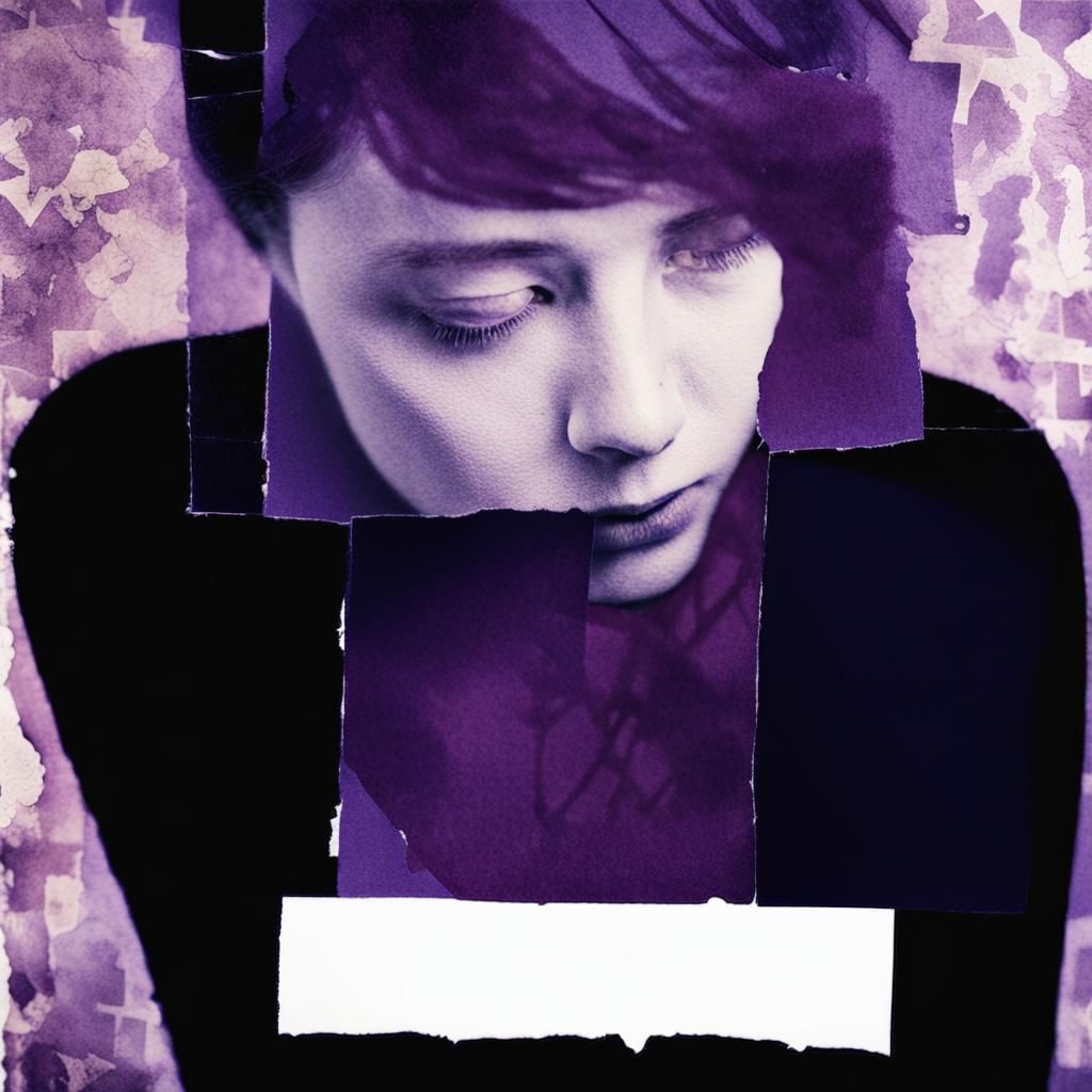 Woman in Soft Purple Cyanotype Collage