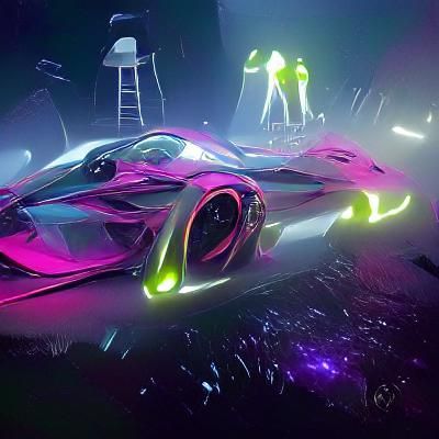 Cyberpunk Hypercar Races Through Metaverse City