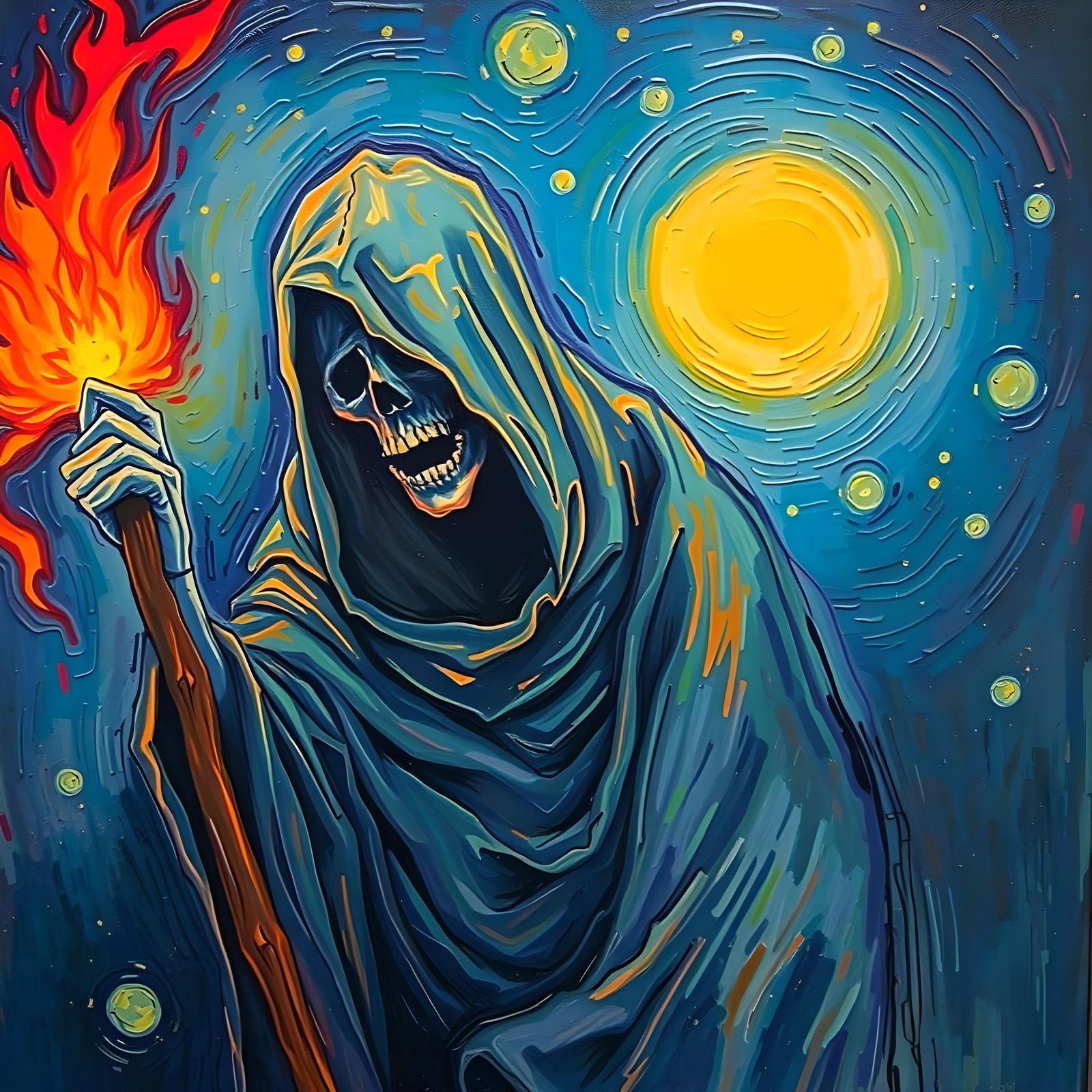 Fiery Grim Reaper in Fauvist Style