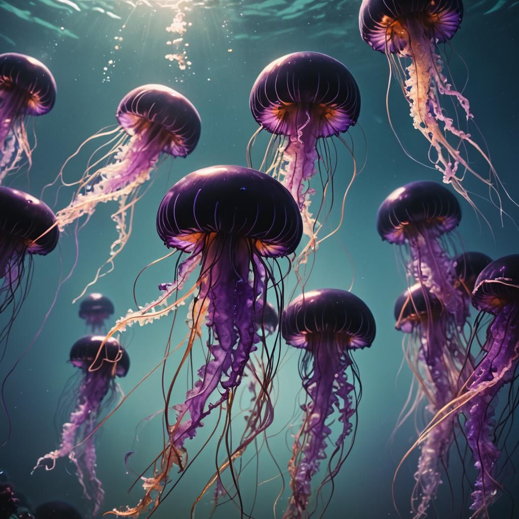 Glowing Jellyfish in Deep Water: Cinematic Still
