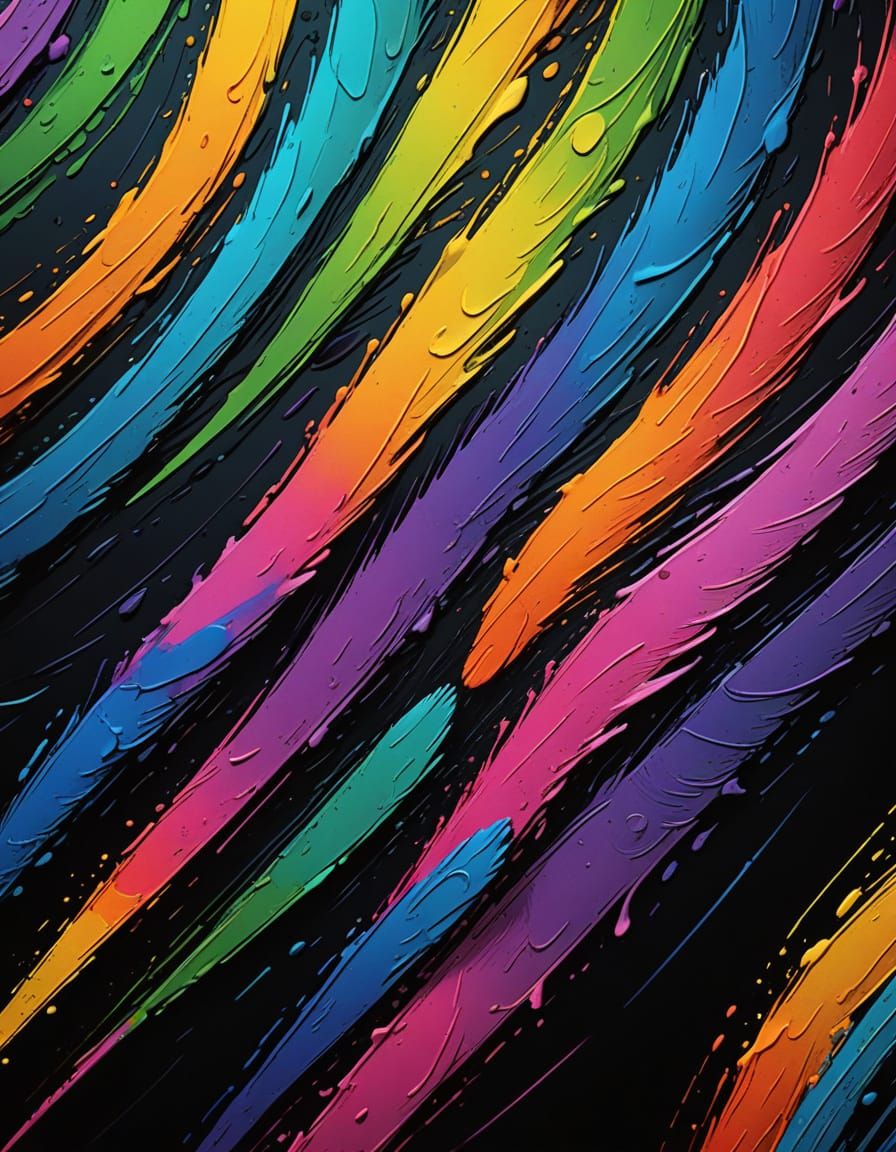 Vibrant Rainbow Fingerprint on Jet Black Background