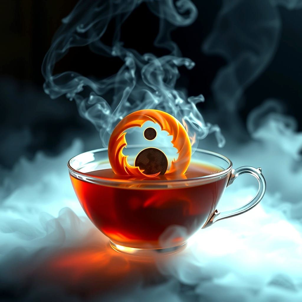 Yin and Yang Symbol in Tea Cup