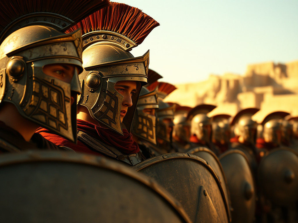 Trojan Warriors in Phalanx Formation, Cinematic Lighting