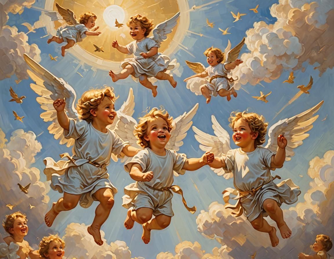 Cherubs Celebrate a Wedding in Impressionist Style