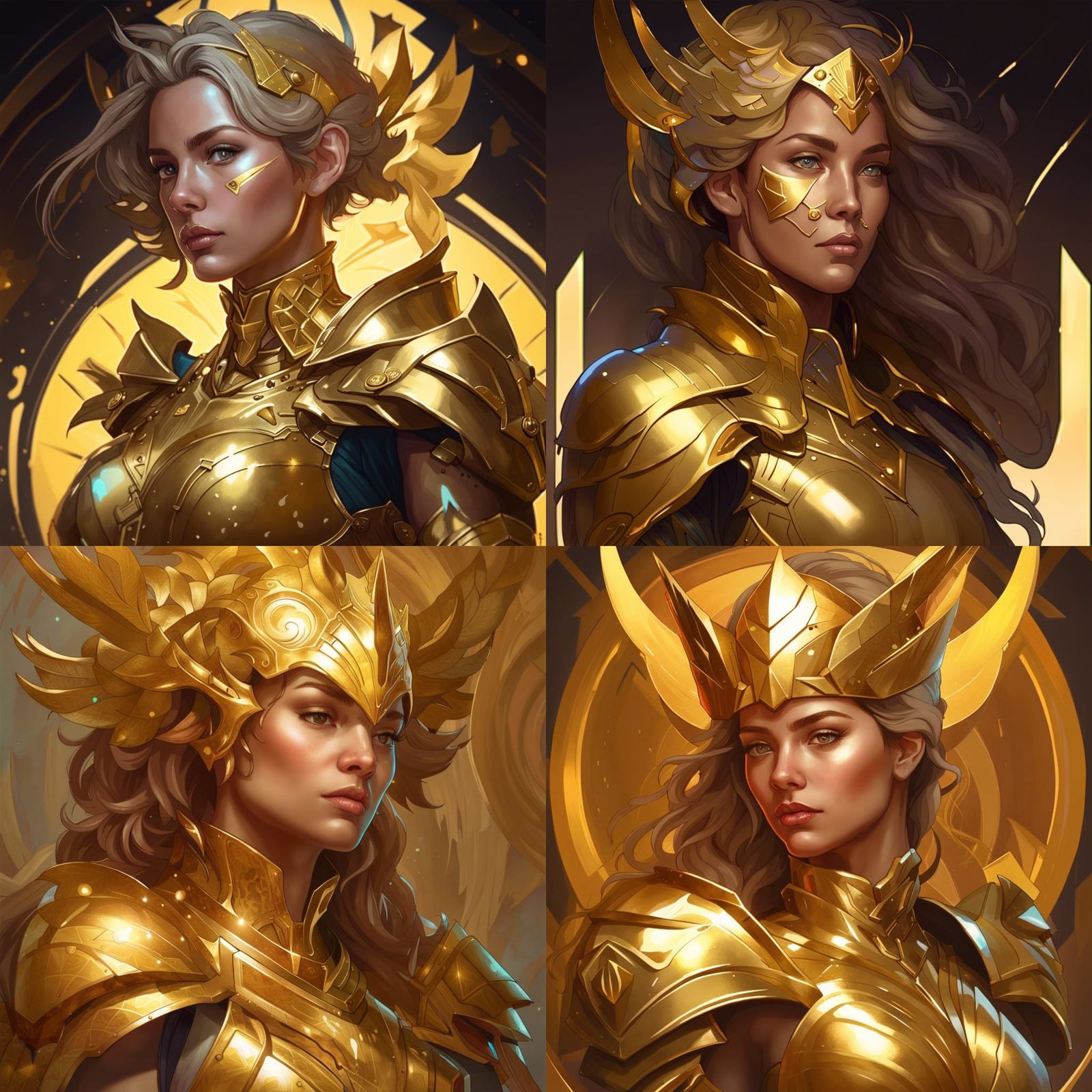 Sagittarius Woman in Golden Armor Portrait