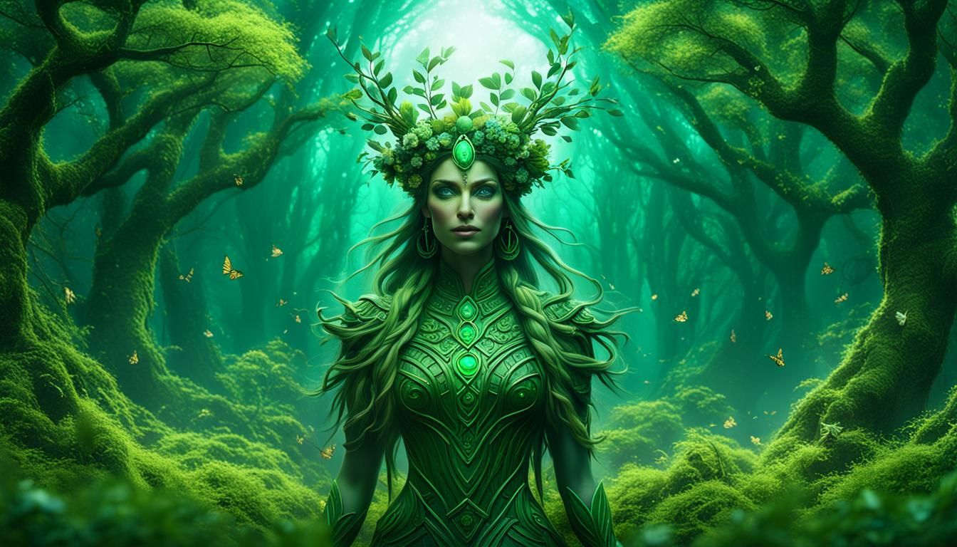 Druidic Goddess of Spring: Detailed Fantasy Art