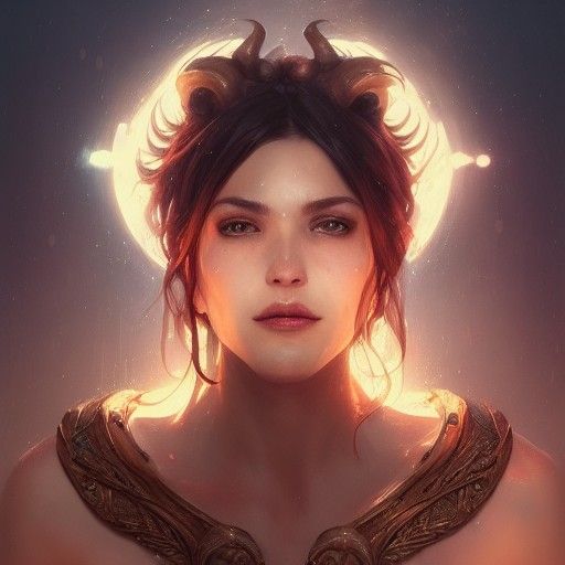 Detailed Aries Portrait in Art Nouveau Style