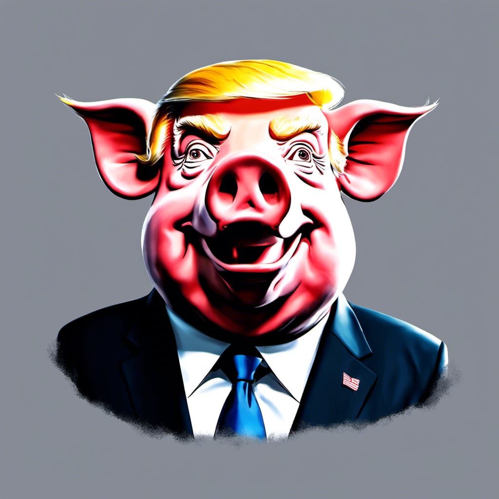 Monstrous Pig with Donald Trump Head