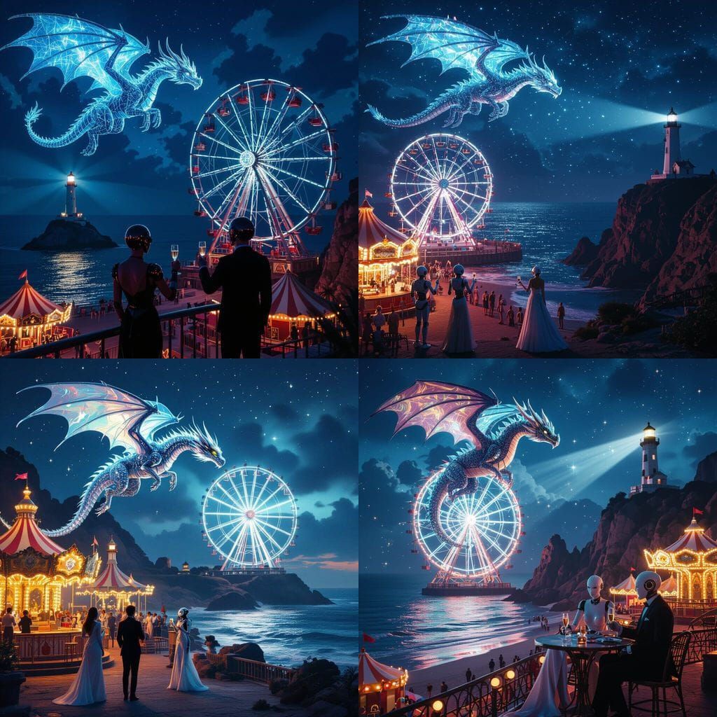 Crystal Dragon Over Night Carnival, Sci-Fi Robots