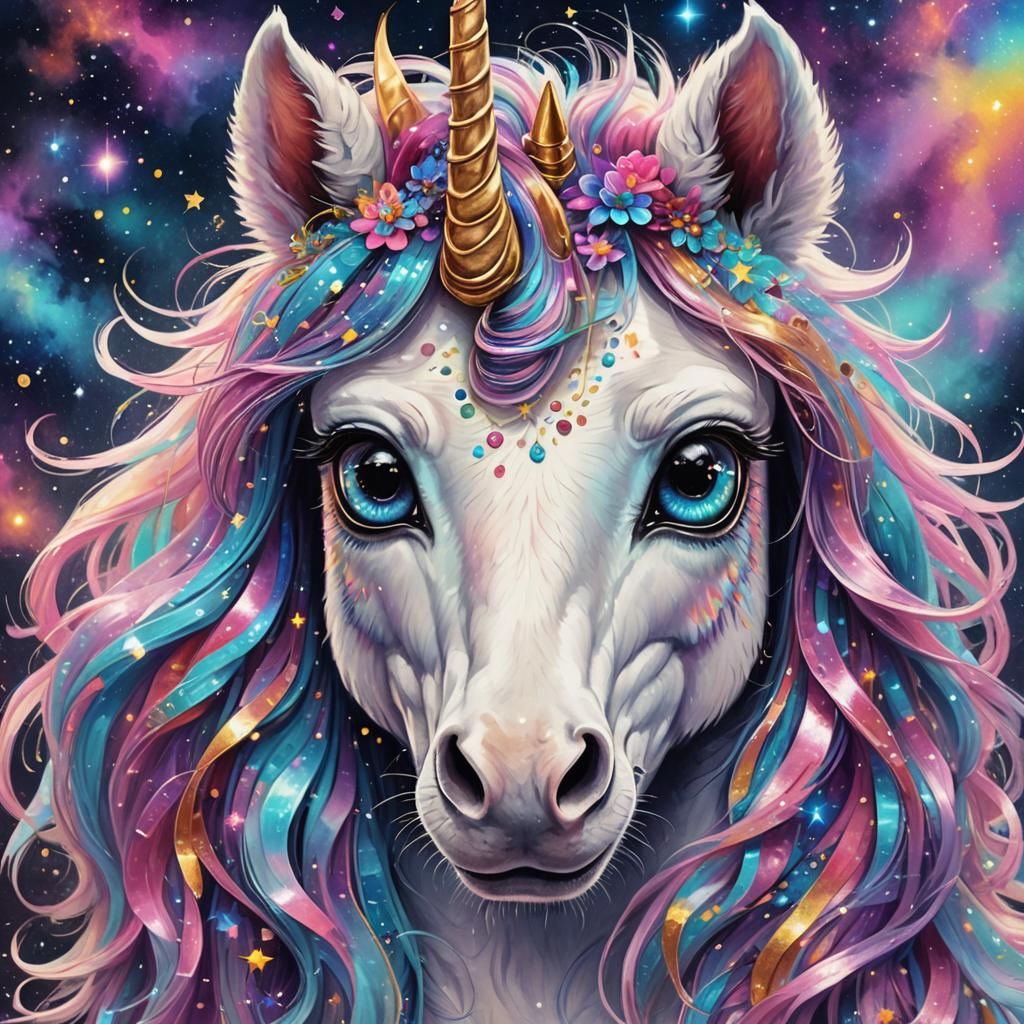 Cosmic Unicorn with Astral Eyes: 8k Illustration