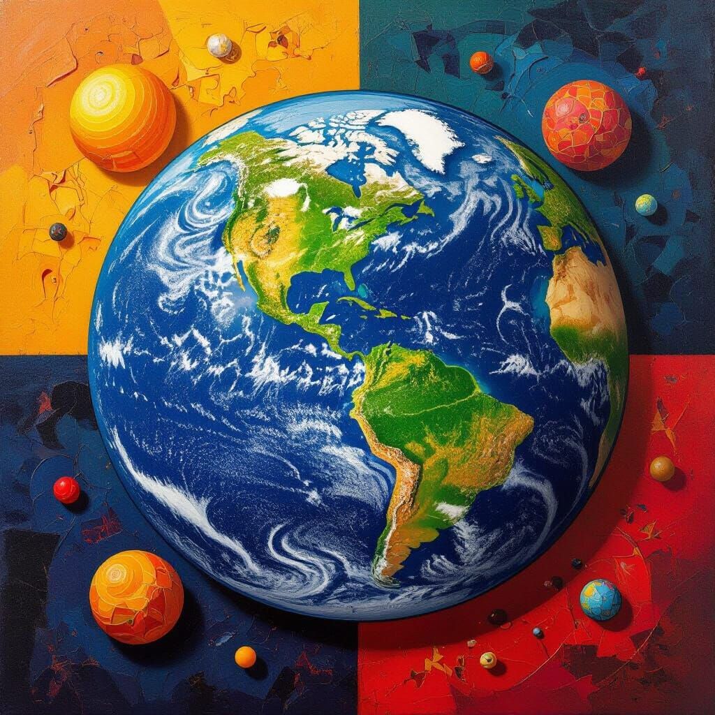 Abstract Art with Complementary Colors and Details