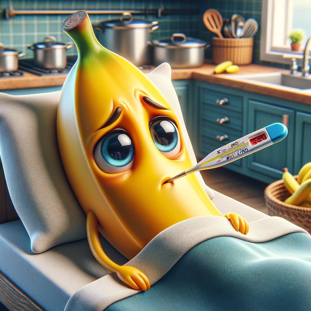Charming CGI Banana in Distressed Oil Painting Style