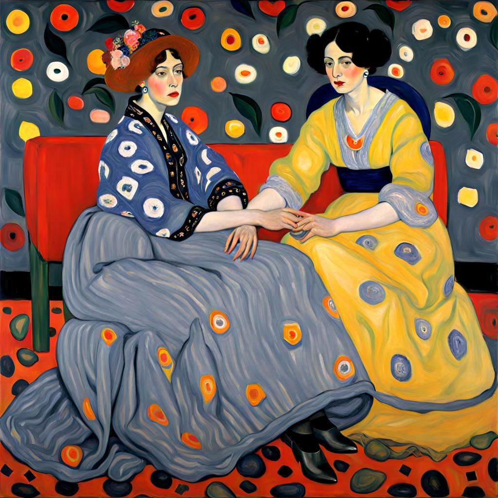 Two Women in Expressionist Style