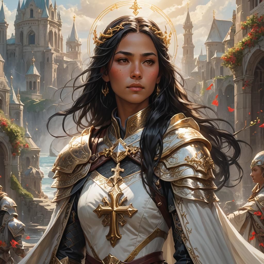 Cleric in Holy Light: A Matte Painting in Vibrant Colors