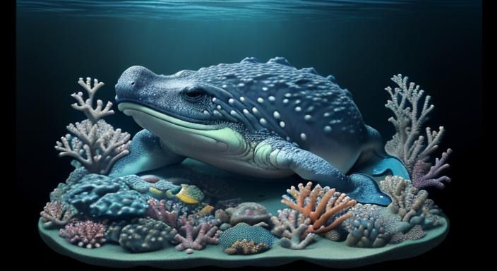 Underwater Whale Frog with Coral Reef