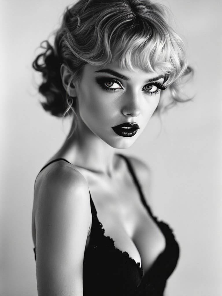 Film Noir Pin-Up with Sculptural Lighting