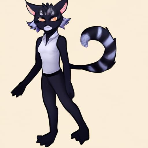 Anthropomorphic Black Tabby Cat Fursona