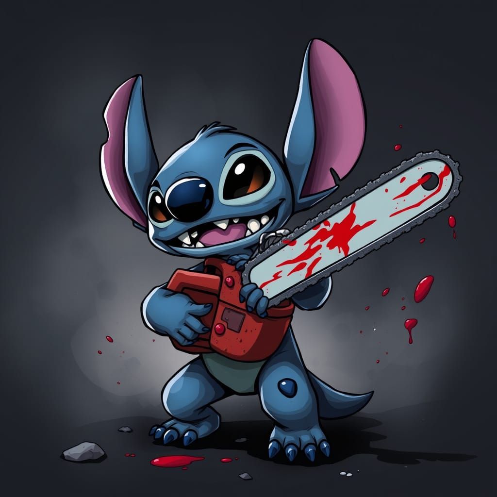 Stitch with Chainsaw: Whimsical Macabre