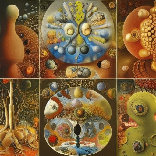 Surreal Lysosomes Illustration Inspired by Haeckel and Dali