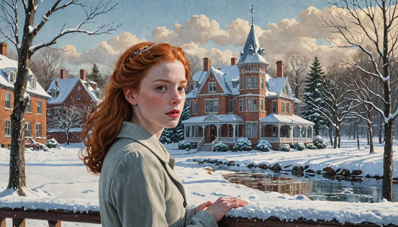 Ginger Princess in Winter Wonderland Painting